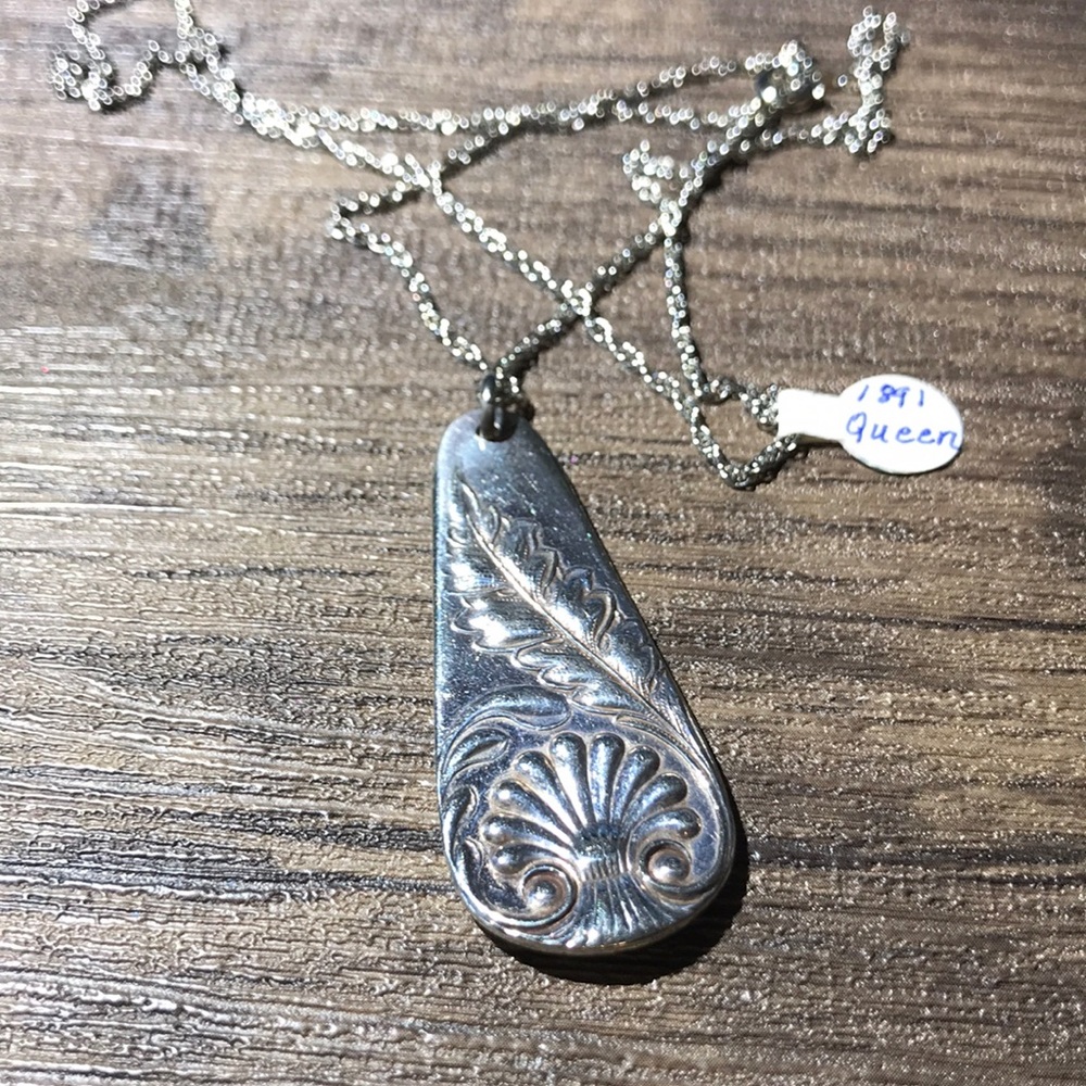 1891 Queen Pattern Silverware Pendant - image 1